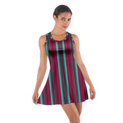 Red Blue Line Vertical Cotton Racerback Dress by Mariart