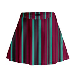 Red Blue Line Vertical Mini Flare Skirt by Mariart