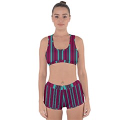 Red Blue Line Vertical Racerback Boyleg Bikini Set by Mariart