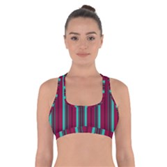 Red Blue Line Vertical Cross Back Sports Bra by Mariart