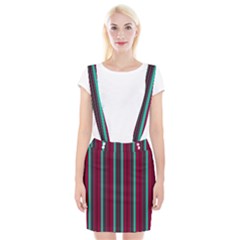 Red Blue Line Vertical Braces Suspender Skirt by Mariart