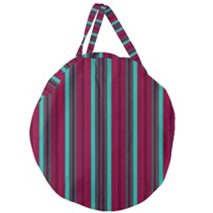 Red Blue Line Vertical Giant Round Zipper Tote