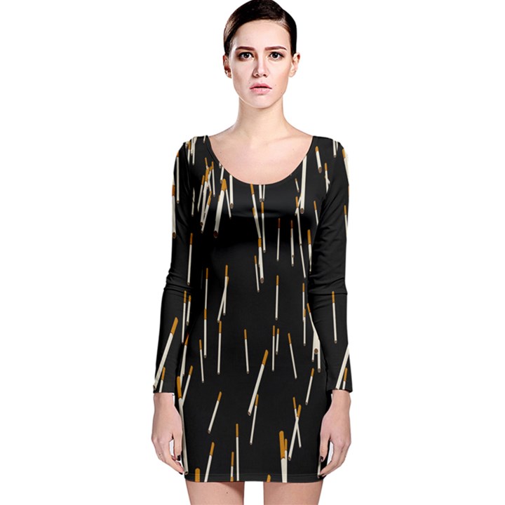 Rain Cigarettes Transparent Background Motion Angle Long Sleeve Velvet Bodycon Dress