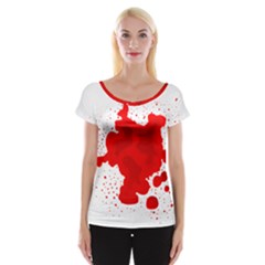 Red Blood Transparent Cap Sleeve Tops