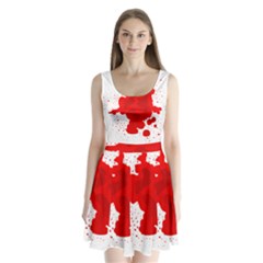 Red Blood Transparent Split Back Mini Dress  by Mariart