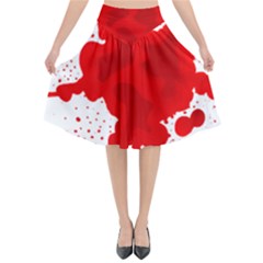 Red Blood Transparent Flared Midi Skirt