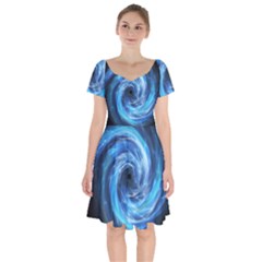 Hole Space Galaxy Star Planet Short Sleeve Bardot Dress