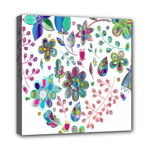 Prismatic Psychedelic Floral Heart Background Mini Canvas 8  X 8  by Mariart