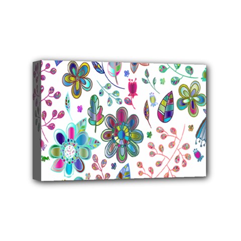 Prismatic Psychedelic Floral Heart Background Mini Canvas 6  X 4  by Mariart