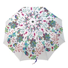 Prismatic Psychedelic Floral Heart Background Folding Umbrellas by Mariart