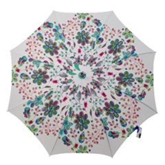 Prismatic Psychedelic Floral Heart Background Hook Handle Umbrellas (large)