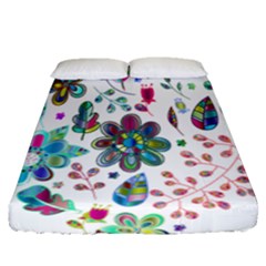 Prismatic Psychedelic Floral Heart Background Fitted Sheet (queen Size)