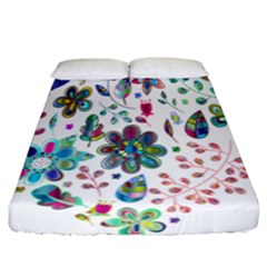 Prismatic Psychedelic Floral Heart Background Fitted Sheet (california King Size)