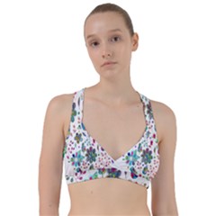 Prismatic Psychedelic Floral Heart Background Sweetheart Sports Bra