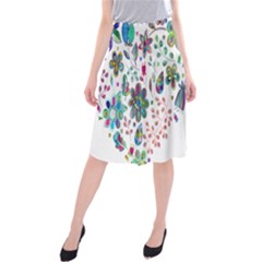 Prismatic Psychedelic Floral Heart Background Midi Beach Skirt by Mariart