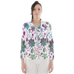 Prismatic Psychedelic Floral Heart Background Wind Breaker (women)