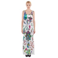 Prismatic Psychedelic Floral Heart Background Maxi Thigh Split Dress by Mariart