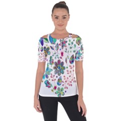 Prismatic Psychedelic Floral Heart Background Short Sleeve Top by Mariart