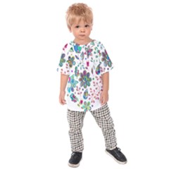 Prismatic Psychedelic Floral Heart Background Kids Raglan Tee