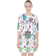 Prismatic Psychedelic Floral Heart Background Pocket Dress by Mariart