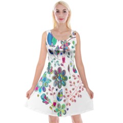 Prismatic Psychedelic Floral Heart Background Reversible Velvet Sleeveless Dress by Mariart