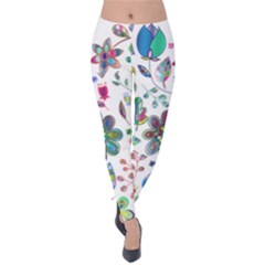 Prismatic Psychedelic Floral Heart Background Velvet Leggings by Mariart