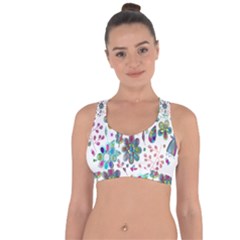 Prismatic Psychedelic Floral Heart Background Cross String Back Sports Bra by Mariart