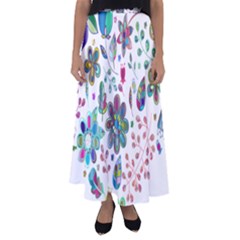 Prismatic Psychedelic Floral Heart Background Flared Maxi Skirt by Mariart