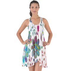 Prismatic Psychedelic Floral Heart Background Show Some Back Chiffon Dress