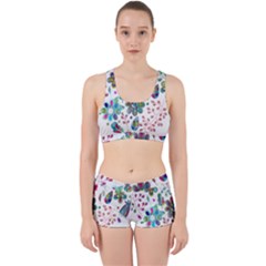 Prismatic Psychedelic Floral Heart Background Work It Out Sports Bra Set by Mariart