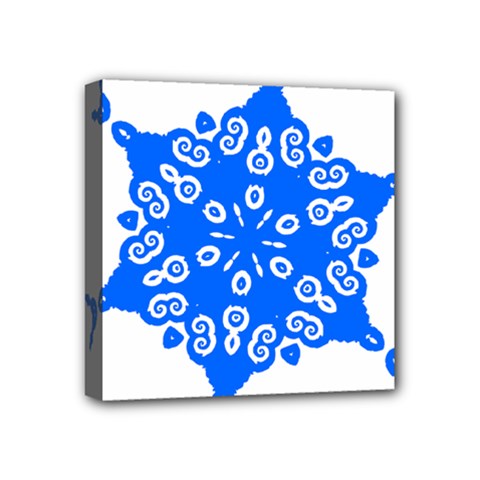 Snowflake Art Blue Cool Polka Dots Mini Canvas 4  X 4 