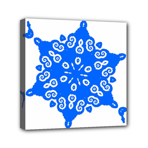 Snowflake Art Blue Cool Polka Dots Mini Canvas 6  X 6  by Mariart