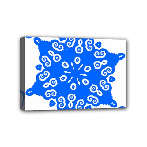 Snowflake Art Blue Cool Polka Dots Mini Canvas 6  X 4 