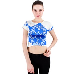 Snowflake Art Blue Cool Polka Dots Crew Neck Crop Top