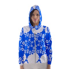 Snowflake Art Blue Cool Polka Dots Hooded Wind Breaker (women) by Mariart