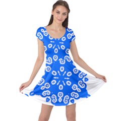 Snowflake Art Blue Cool Polka Dots Cap Sleeve Dress by Mariart