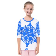 Snowflake Art Blue Cool Polka Dots Kids  Quarter Sleeve Raglan Tee