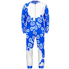 Snowflake Art Blue Cool Polka Dots Onepiece Jumpsuit (men)  by Mariart