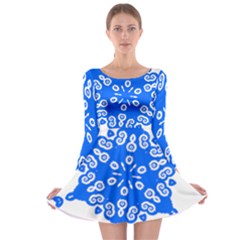 Snowflake Art Blue Cool Polka Dots Long Sleeve Skater Dress by Mariart