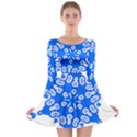 Snowflake Art Blue Cool Polka Dots Long Sleeve Skater Dress View1