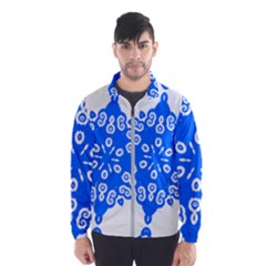 Snowflake Art Blue Cool Polka Dots Wind Breaker (men) by Mariart