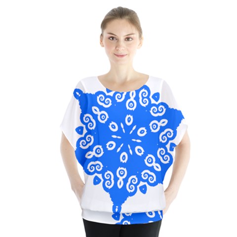 Snowflake Art Blue Cool Polka Dots Blouse by Mariart