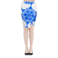 Snowflake Art Blue Cool Polka Dots Midi Wrap Pencil Skirt