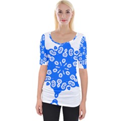 Snowflake Art Blue Cool Polka Dots Wide Neckline Tee