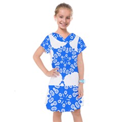 Snowflake Art Blue Cool Polka Dots Kids  Drop Waist Dress