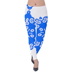 Snowflake Art Blue Cool Polka Dots Velvet Leggings by Mariart