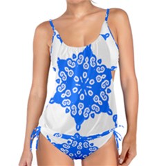 Snowflake Art Blue Cool Polka Dots Tankini Set