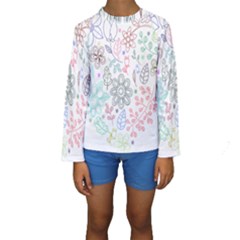 Prismatic Neon Floral Heart Love Valentine Flourish Rainbow Kids  Long Sleeve Swimwear by Mariart