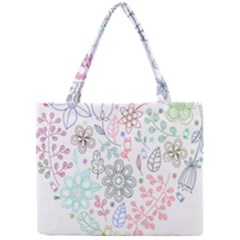 Prismatic Neon Floral Heart Love Valentine Flourish Rainbow Mini Tote Bag