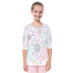 Prismatic Neon Floral Heart Love Valentine Flourish Rainbow Kids  Quarter Sleeve Raglan Tee